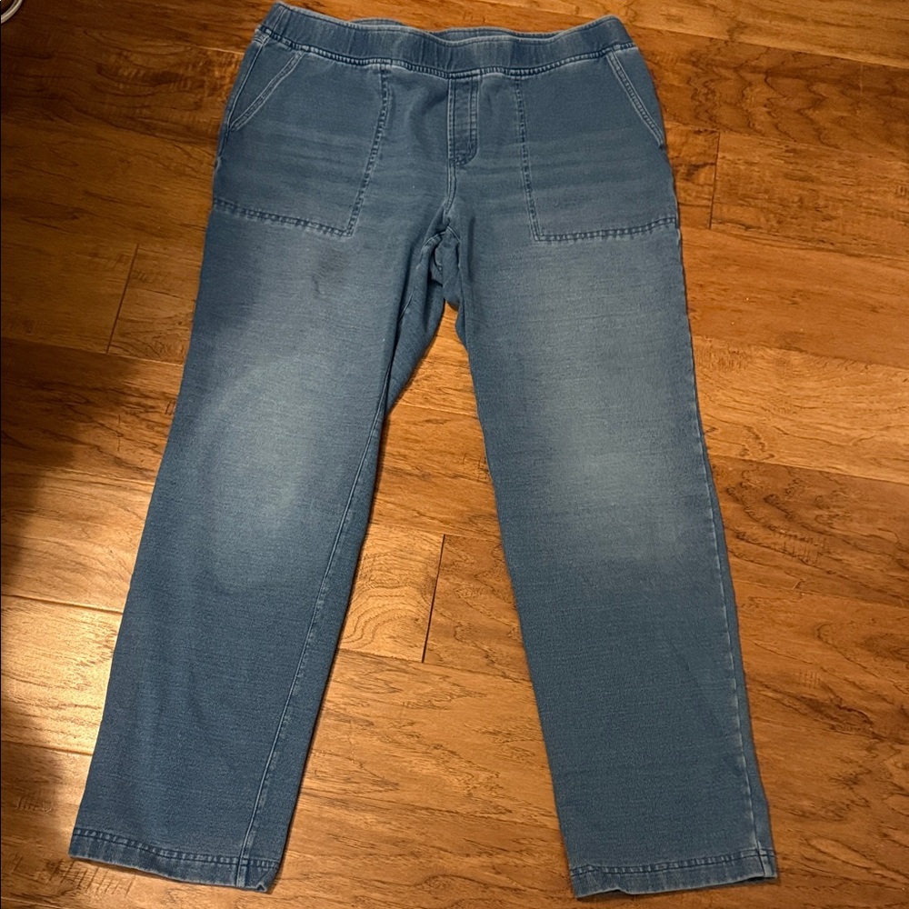 Women's Blue Pull-On Denim-Style Pants